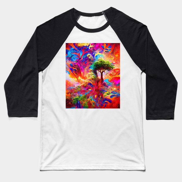 Psychedelic Melting Jungle Baseball T-Shirt by wumples